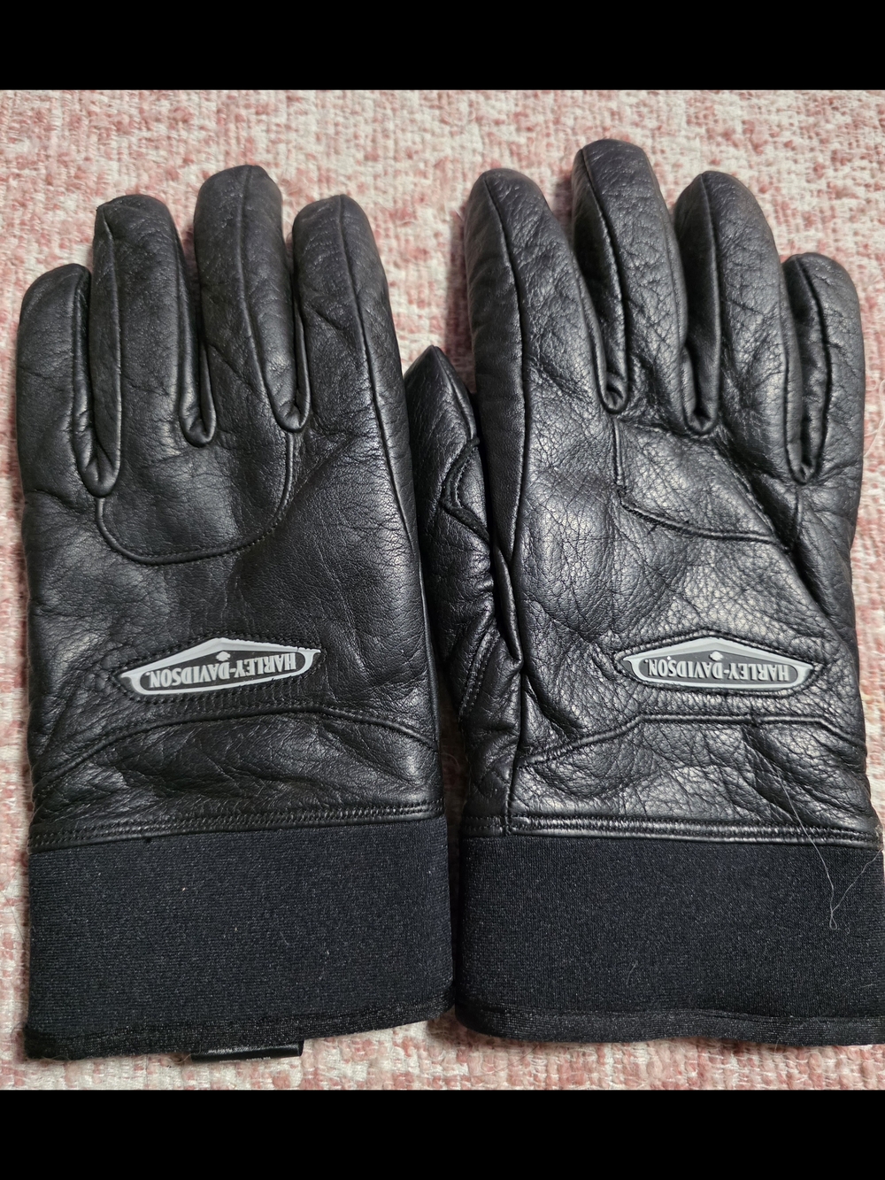 Harley-Davidson Black Leather Rider Gloves with Logo Medium